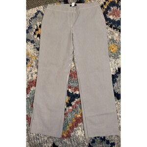 J.Crew Seersucker Cotton Stretch Striped Wide Leg Pant 10 Gray/White Preppy